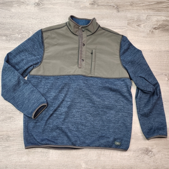 G.H. Bass & Co. Other - GH BASS & Co. Men's Blue and Green 3/4 Snap Front Pullover Sweatshirt Size Large